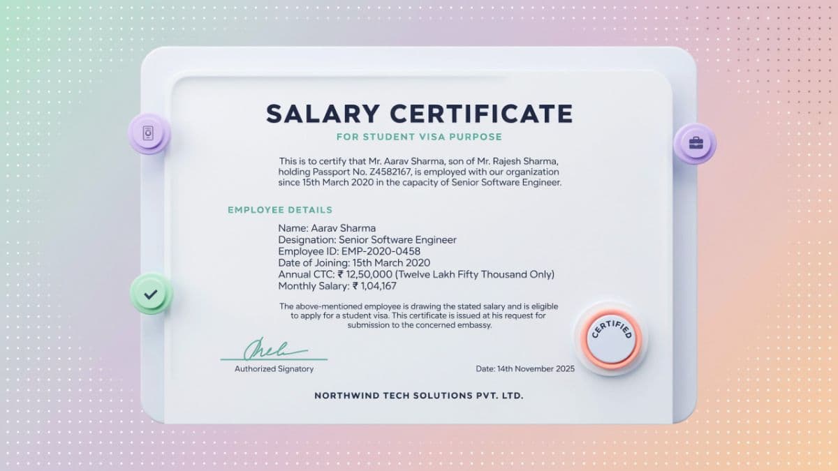 Salary Certificate Sample for Student Visa: Format & Checklist - study abroad article by Espot International Education Consultancy